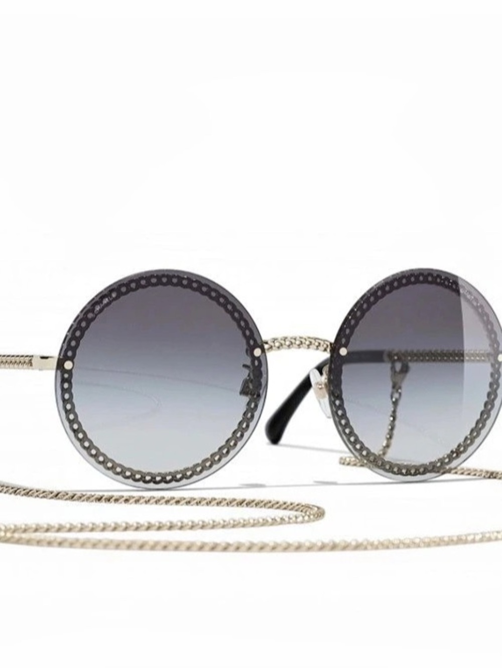 Chanel Round Chain Sunglasses 4245 Black & Gold